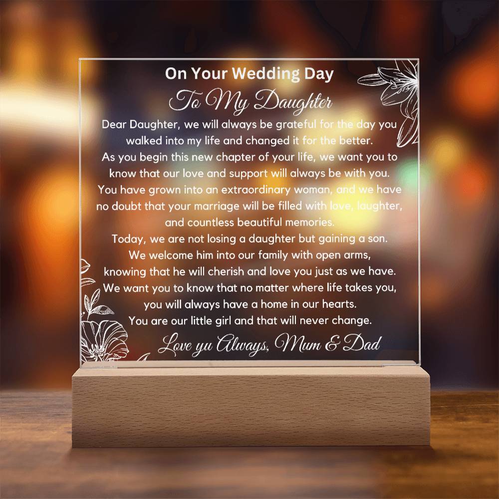 To Daughter On Wedding Day  - You Are Our Little Girl Acrylic Plaque