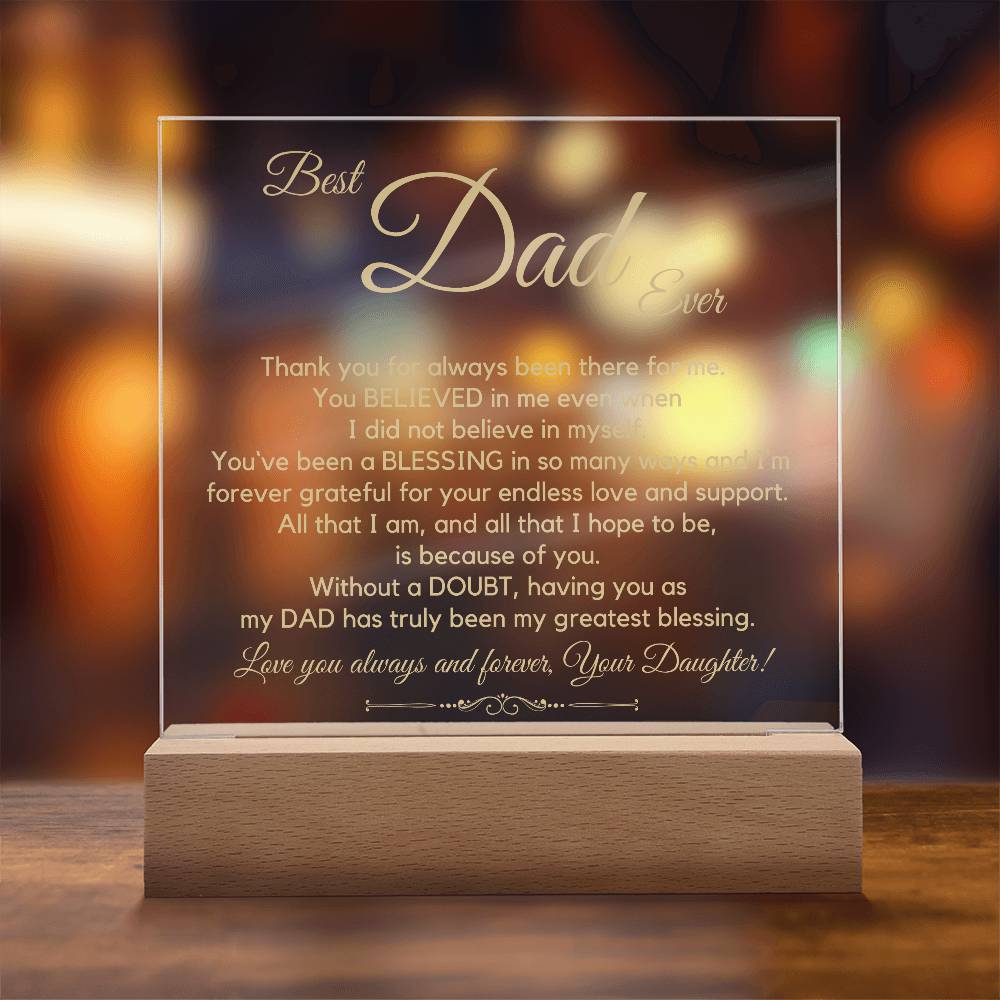 To The Best Dad Ever (Gold) Acrylic Plaque Lamp