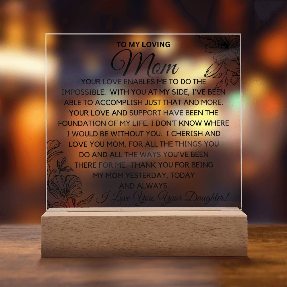 To Beautiful Mom - I Cherish And Love You Acrylic Plaque