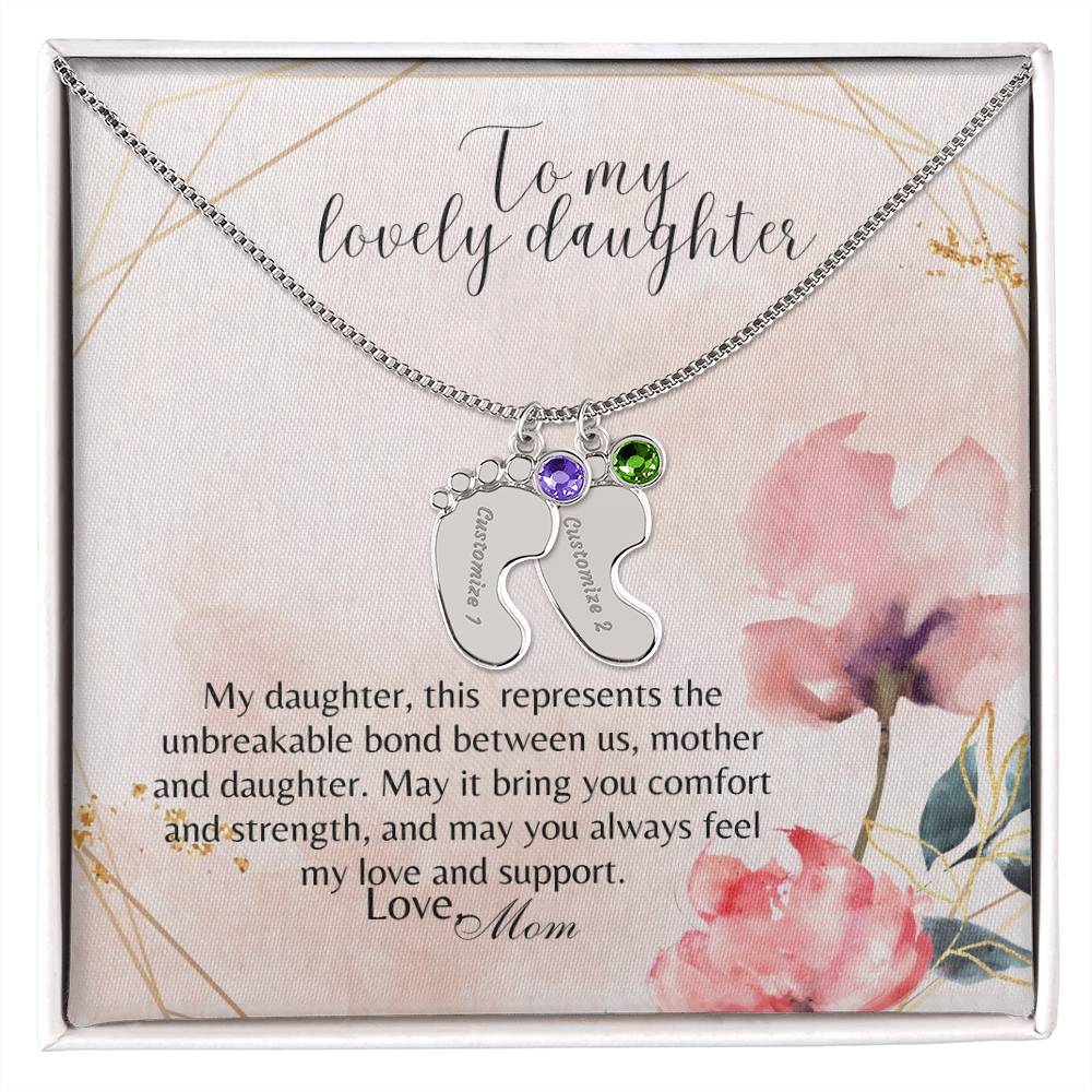 Custom Birthstone Name Engraved Necklace Gift For Daughter From Mom