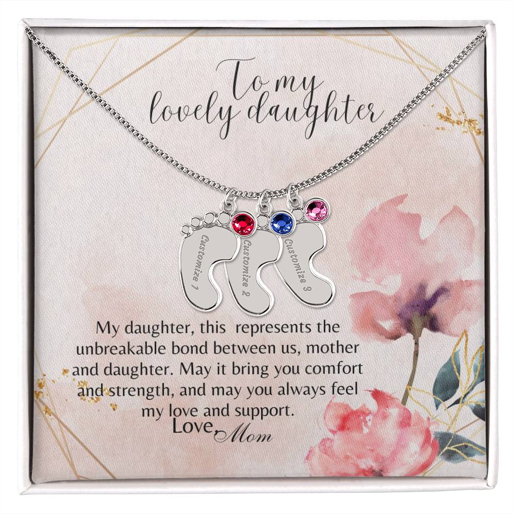 Custom Birthstone Name Engraved Necklace Gift For Daughter From Mom