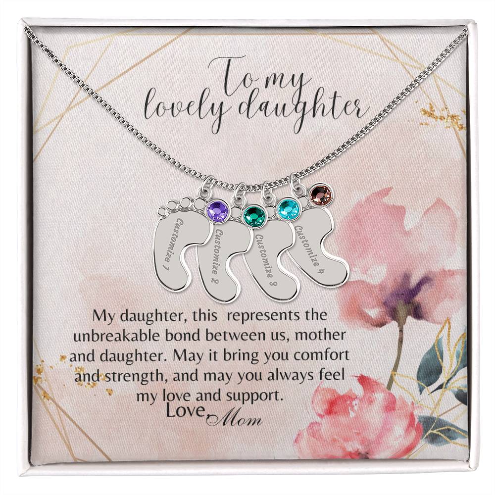 Custom Birthstone Name Engraved Necklace Gift For Daughter From Mom