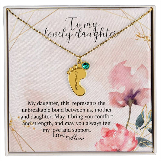 Custom Birthstone Name Engraved Necklace Gift For Daughter From Mom