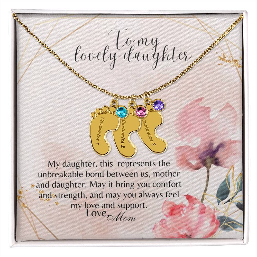 Custom Birthstone Name Engraved Necklace Gift For Daughter From Mom