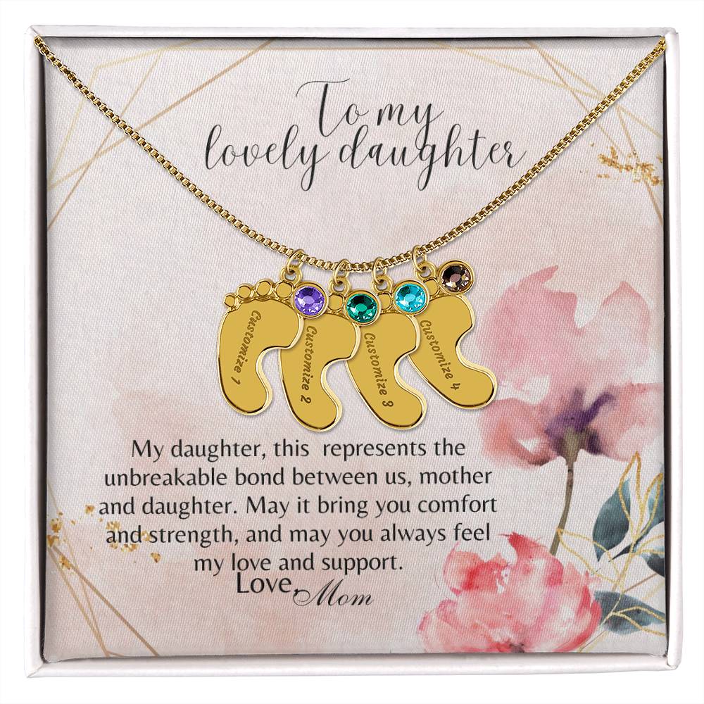 Custom Birthstone Name Engraved Necklace Gift For Daughter From Mom