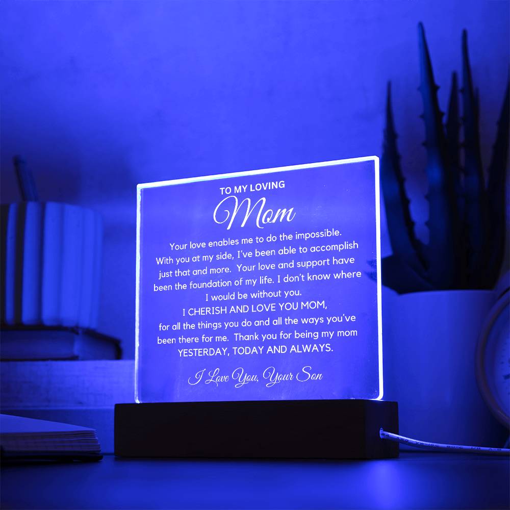 To My Beautiful Mom From Son - I Cherish And Love You Acrylic Plaque