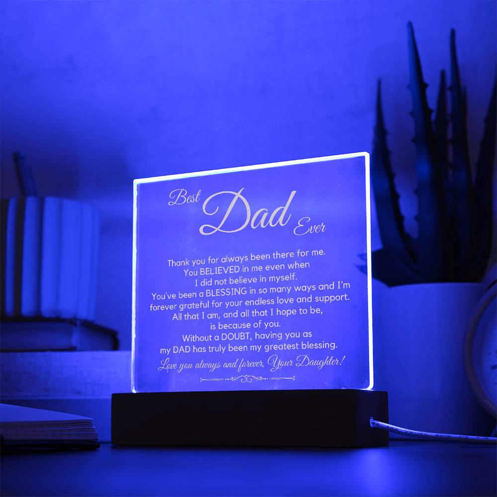 To The Best Dad Ever (Gold) Acrylic Plaque Lamp