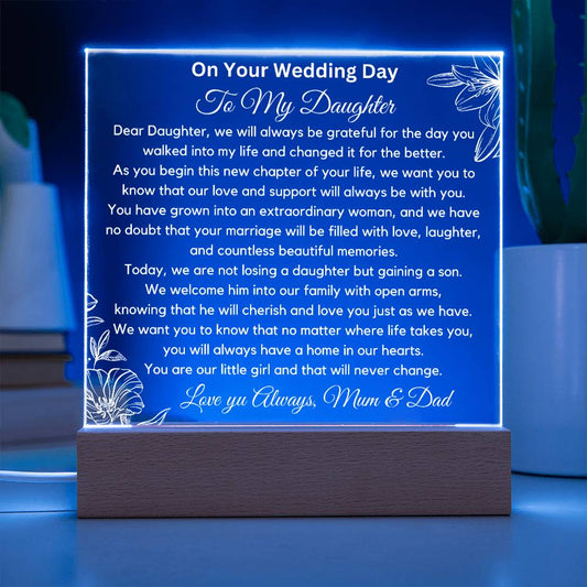 To Daughter On Wedding Day  - You Are Our Little Girl Acrylic Plaque