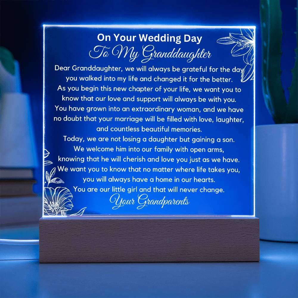 To My Granddaughter On Your Wedding Day Acrylic Plaque