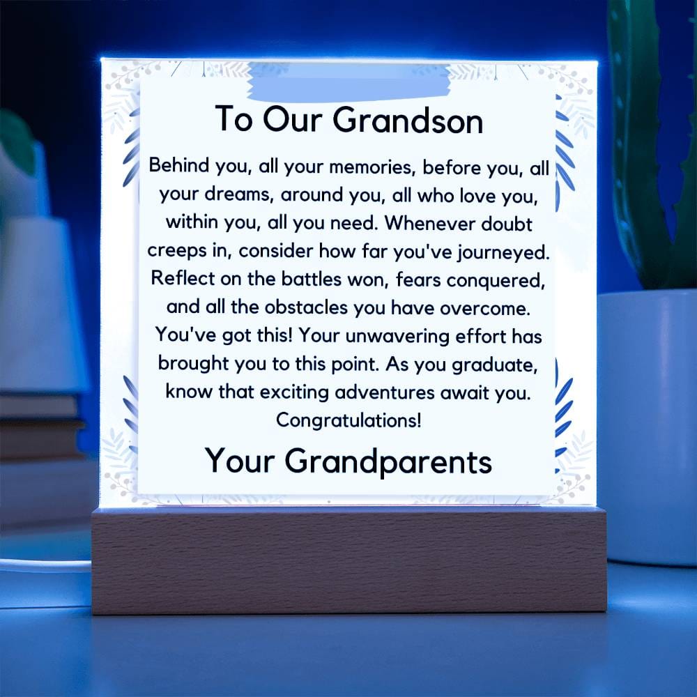 To Grandson From Grandparent - Congratulations Acrylic Plaque