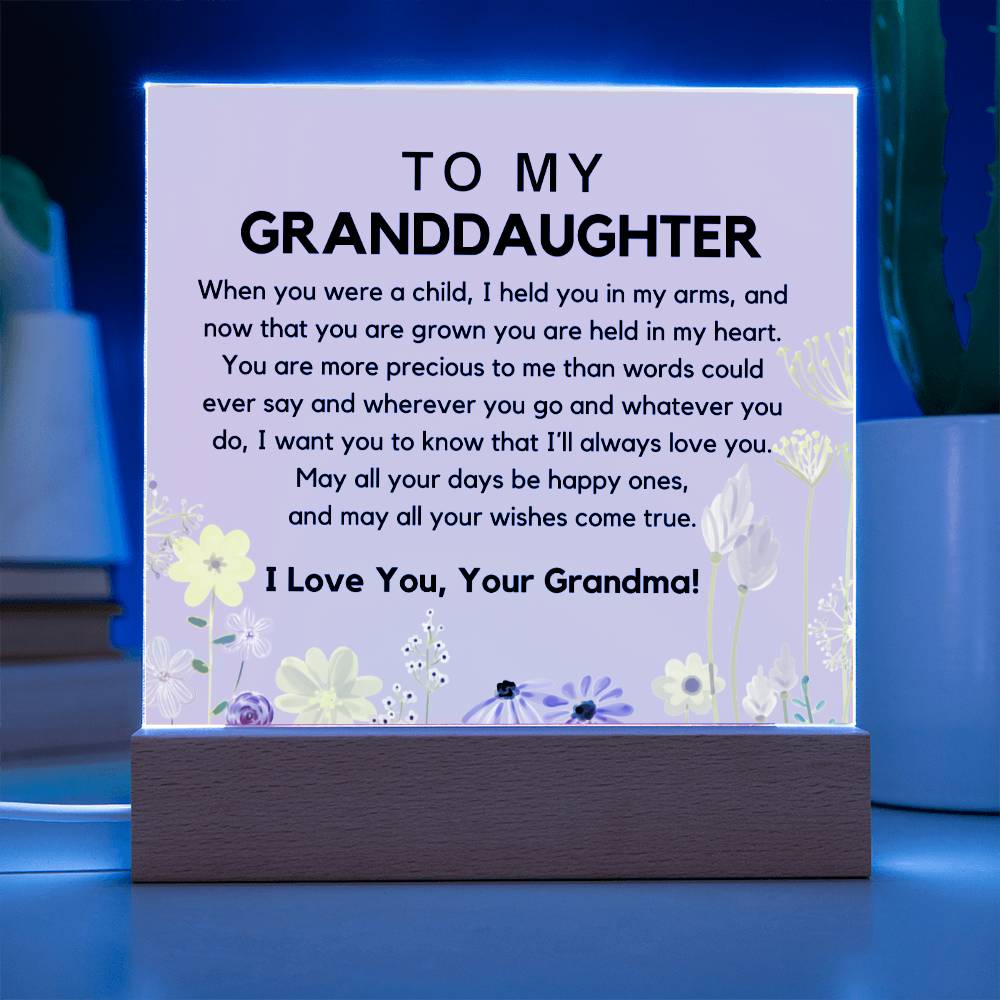 To My Granddaughter From Grandma - You Are Precious Acrylic Plaque