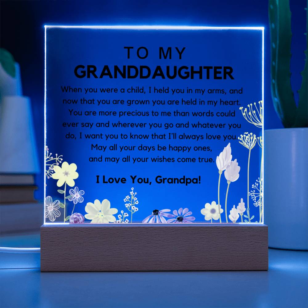 To My Granddaughter - You Are Held In My Heart Acrylic Plaque