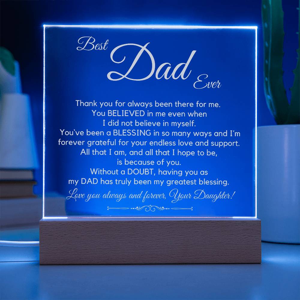 To The Best Dad Ever (Gold) Acrylic Plaque Lamp