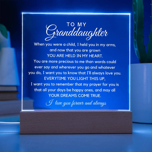 To My Granddaughter - You Are Held In My Heart Acrylic Plaque