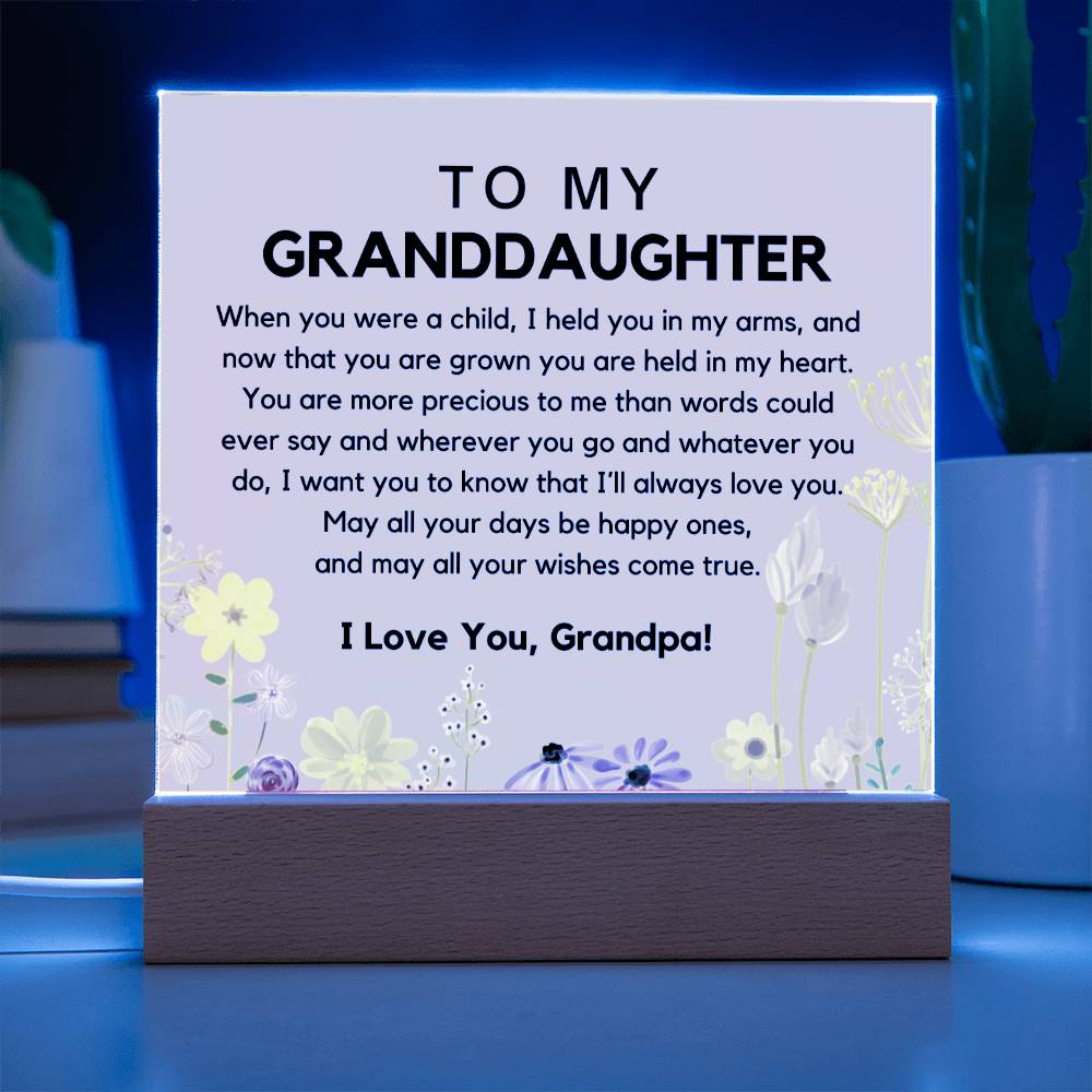 To My Granddaughter From Grandpa - You Are Precious Acrylic Plaque