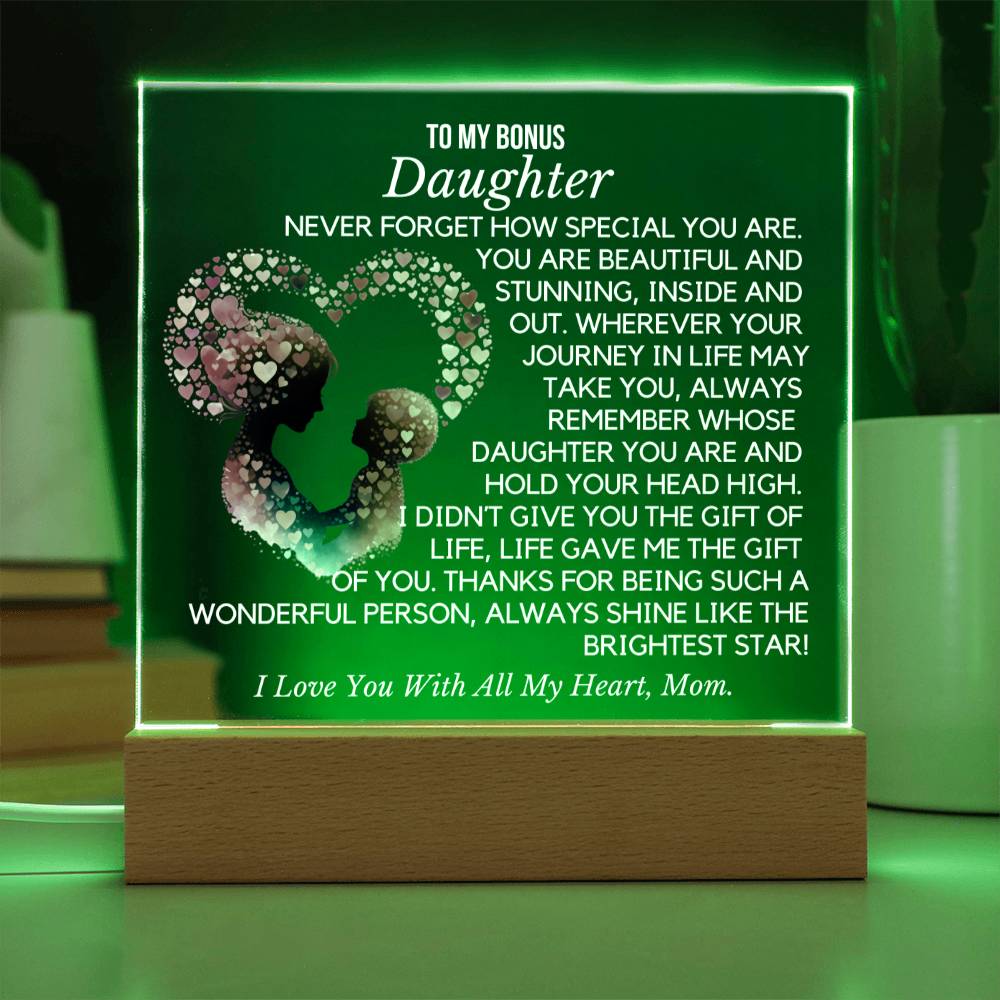 To Bonus Daughter From Mom- Brightest Star  Acrylic Plaque