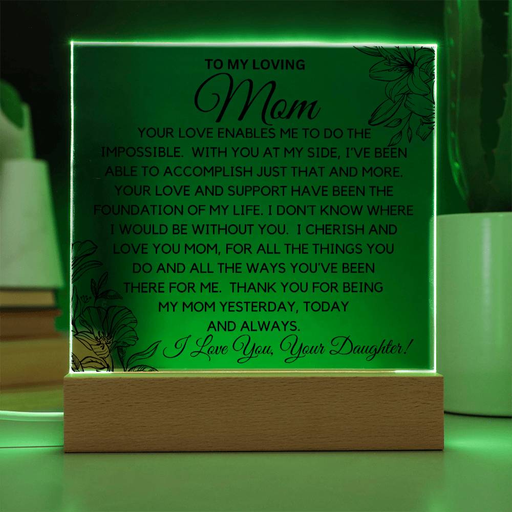 To Beautiful Mom - I Cherish And Love You Acrylic Plaque