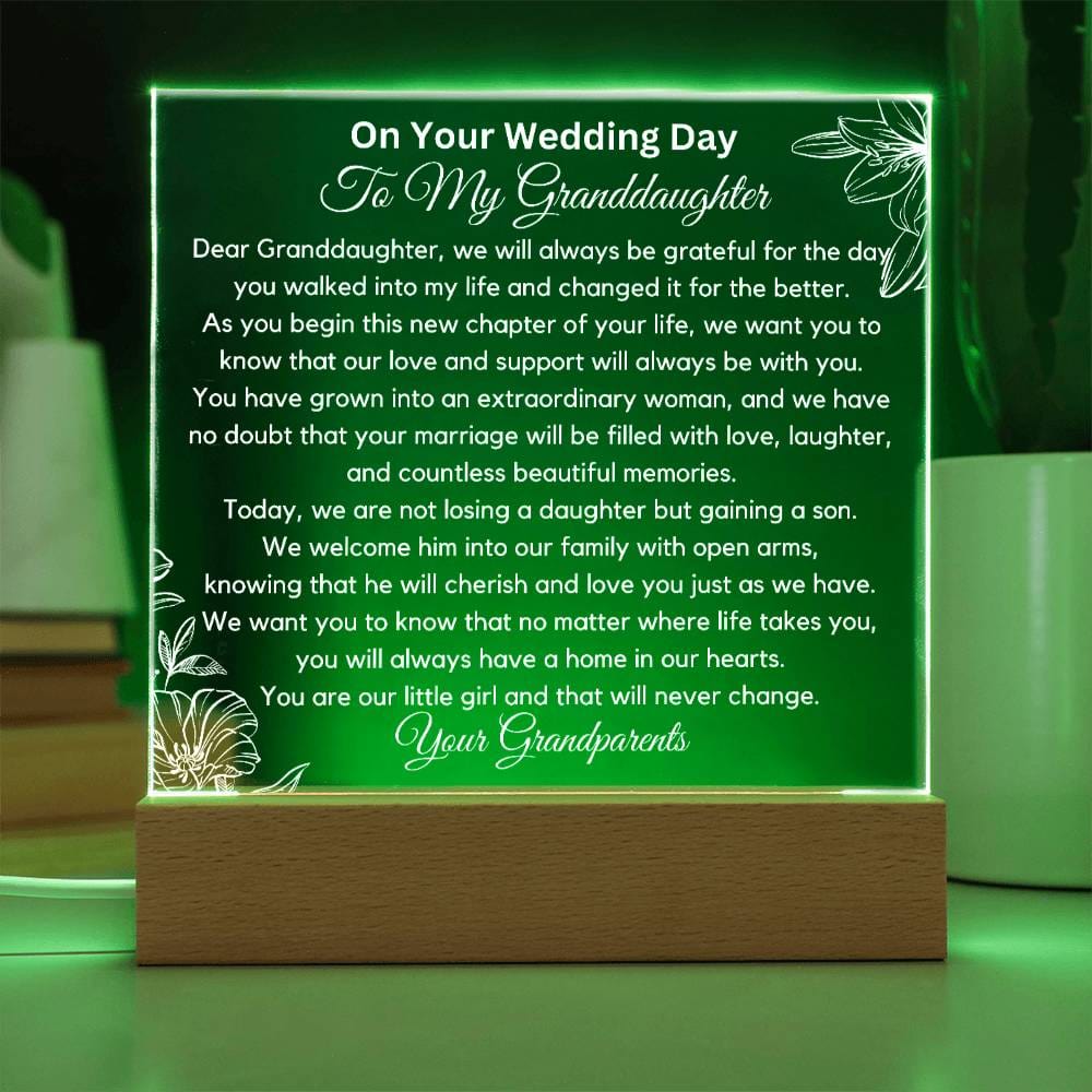 To My Granddaughter On Your Wedding Day Acrylic Plaque