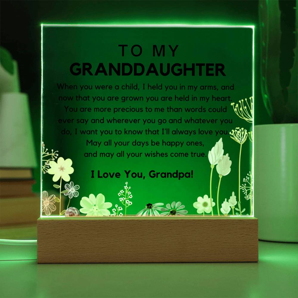 To My Granddaughter - You Are Held In My Heart Acrylic Plaque