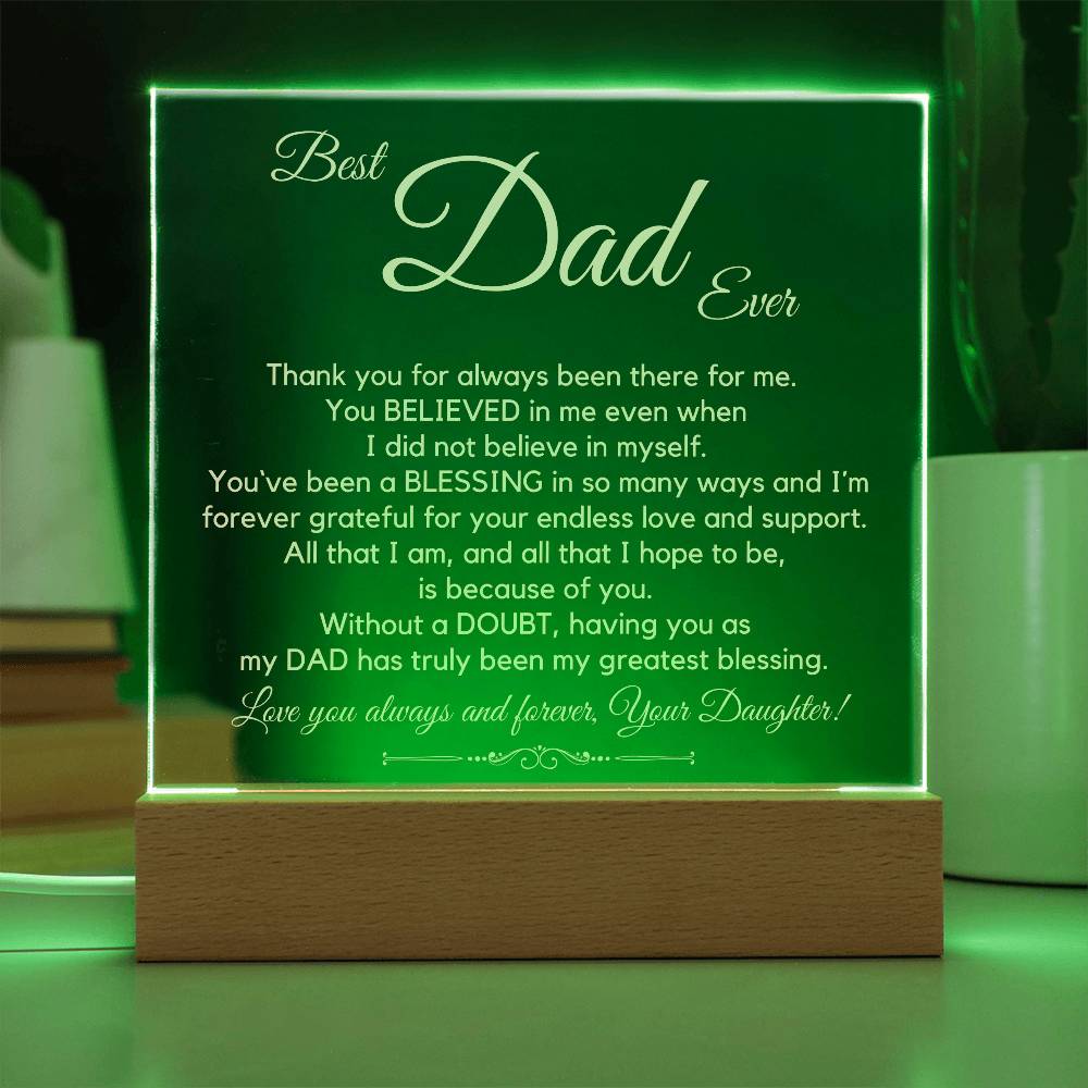 To The Best Dad Ever (Gold) Acrylic Plaque Lamp