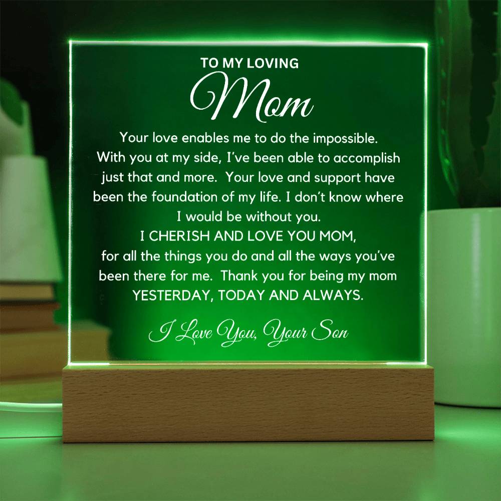 To My Beautiful Mom From Son - I Cherish And Love You Acrylic Plaque