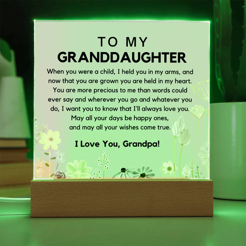 To My Granddaughter From Grandpa - You Are Precious Acrylic Plaque