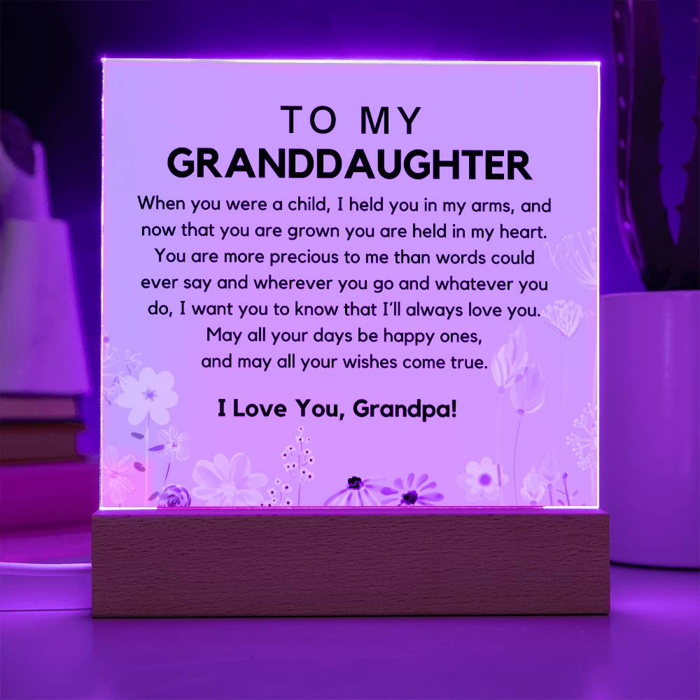 To My Granddaughter From Grandpa - You Are Precious Acrylic Plaque