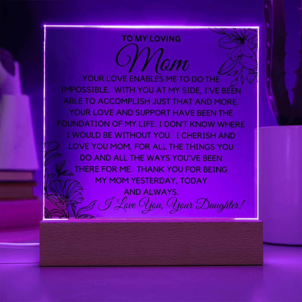 To Beautiful Mom - I Cherish And Love You Acrylic Plaque