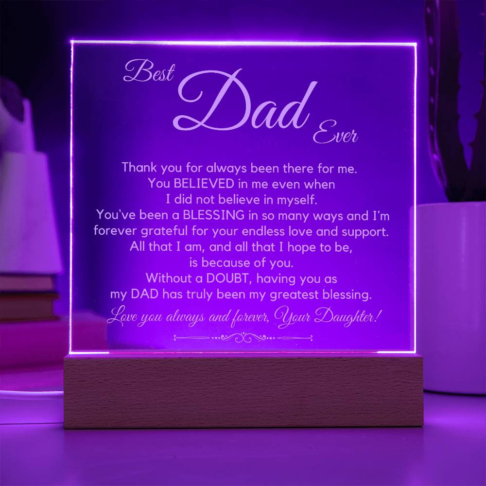 To The Best Dad Ever (Gold) Acrylic Plaque Lamp