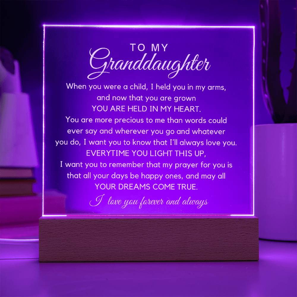 To My Granddaughter - You Are Held In My Heart Acrylic Plaque