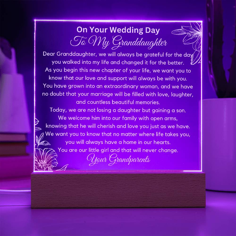 To My Granddaughter On Your Wedding Day Acrylic Plaque