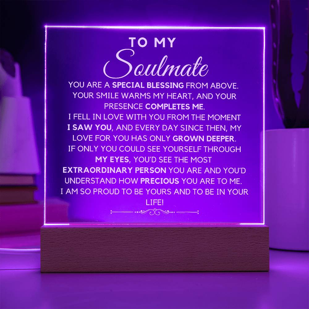 To My Soulmate - You Are My Special Blessing Acrylic Plaque