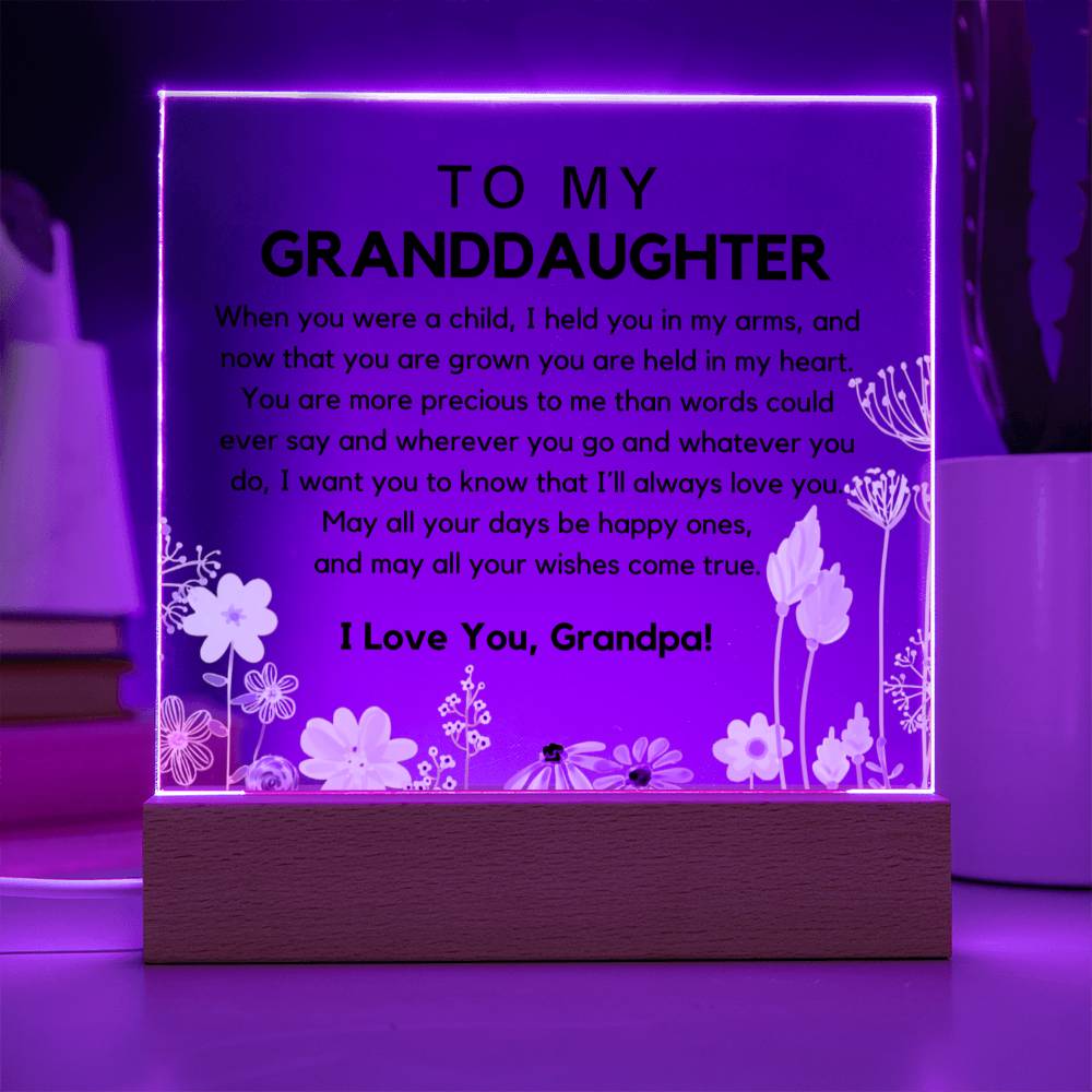 To My Granddaughter - You Are Held In My Heart Acrylic Plaque