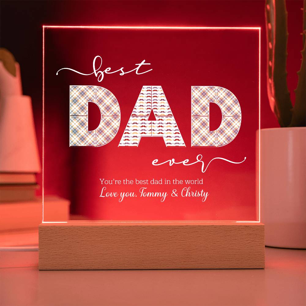 Gift For Dad - Best Dad Ever Acrylic Plaque Lamp