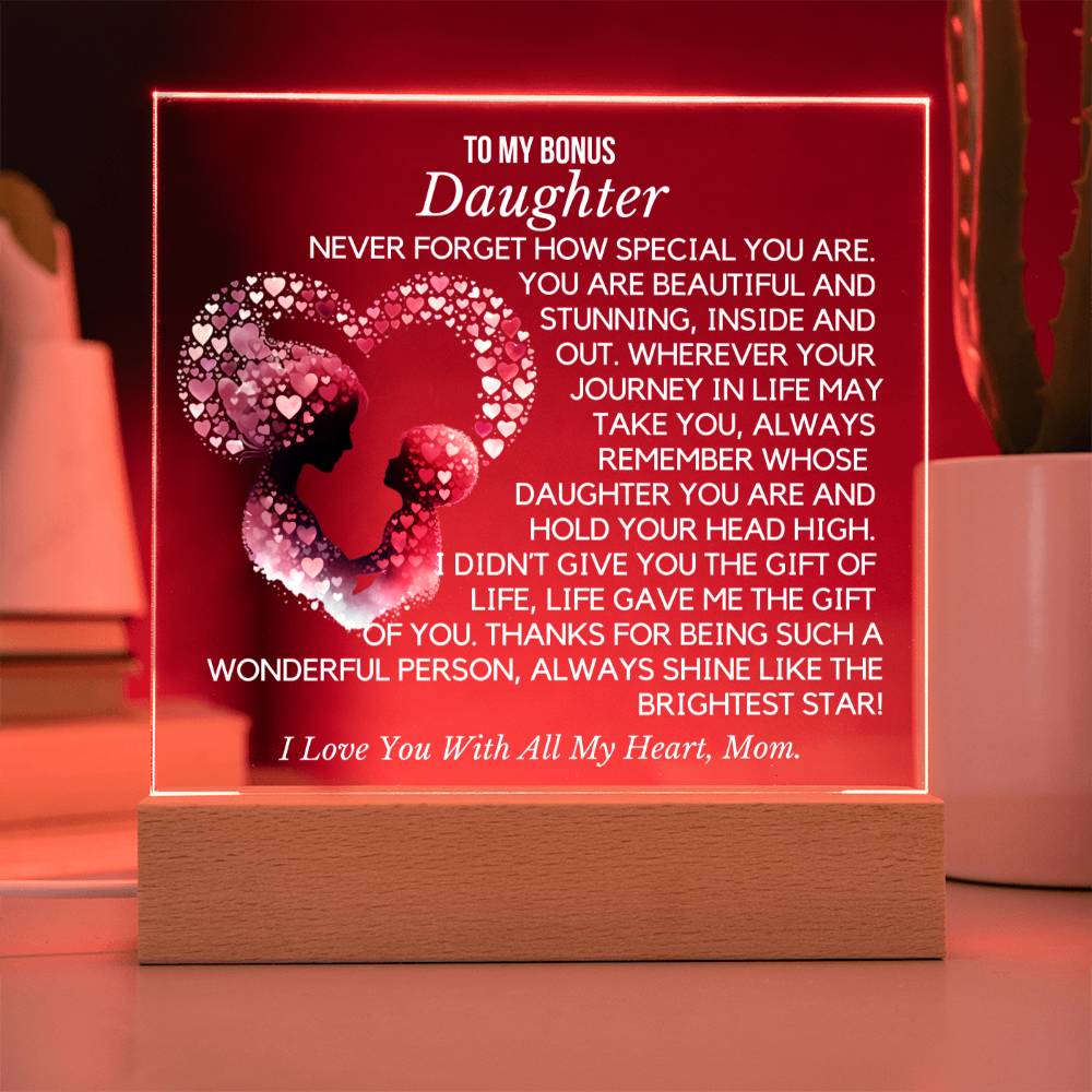 To Bonus Daughter From Mom- Brightest Star  Acrylic Plaque