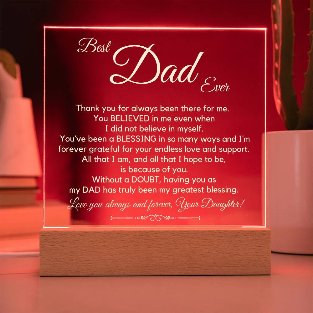 To The Best Dad Ever (Gold) Acrylic Plaque Lamp