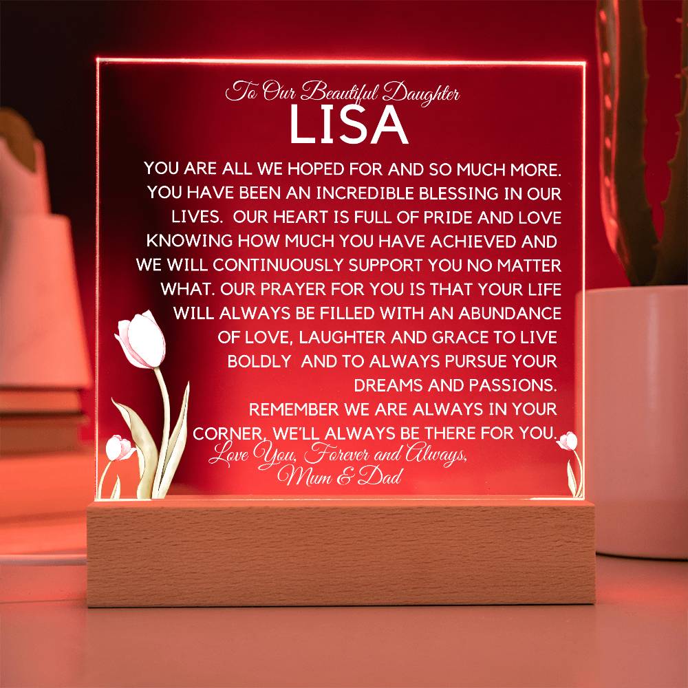 Custom Name To Beautiful Daughter - Pursue Your Dreams Acrylic Plaque