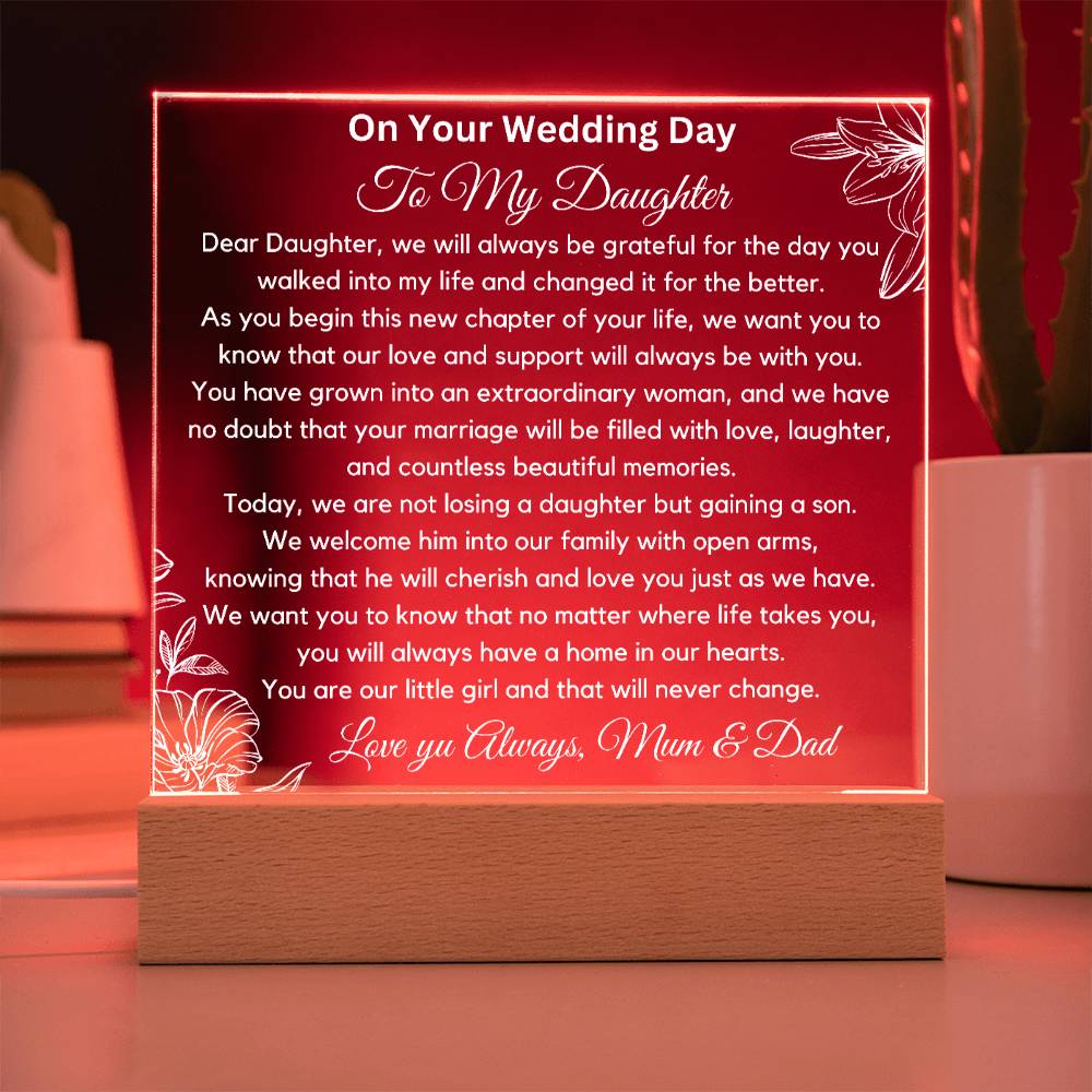 To Daughter On Wedding Day  - You Are Our Little Girl Acrylic Plaque