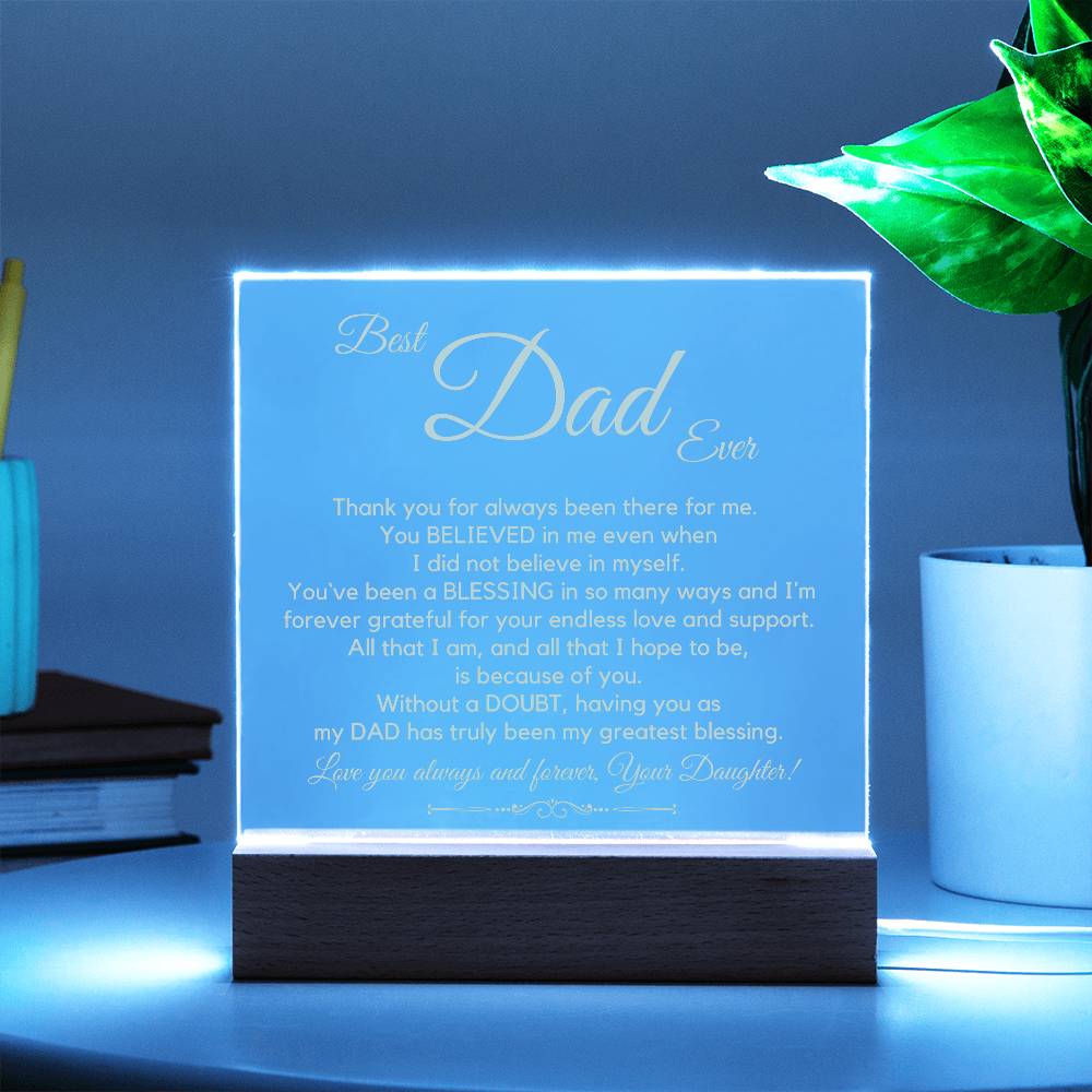 To The Best Dad Ever (Gold) Acrylic Plaque Lamp