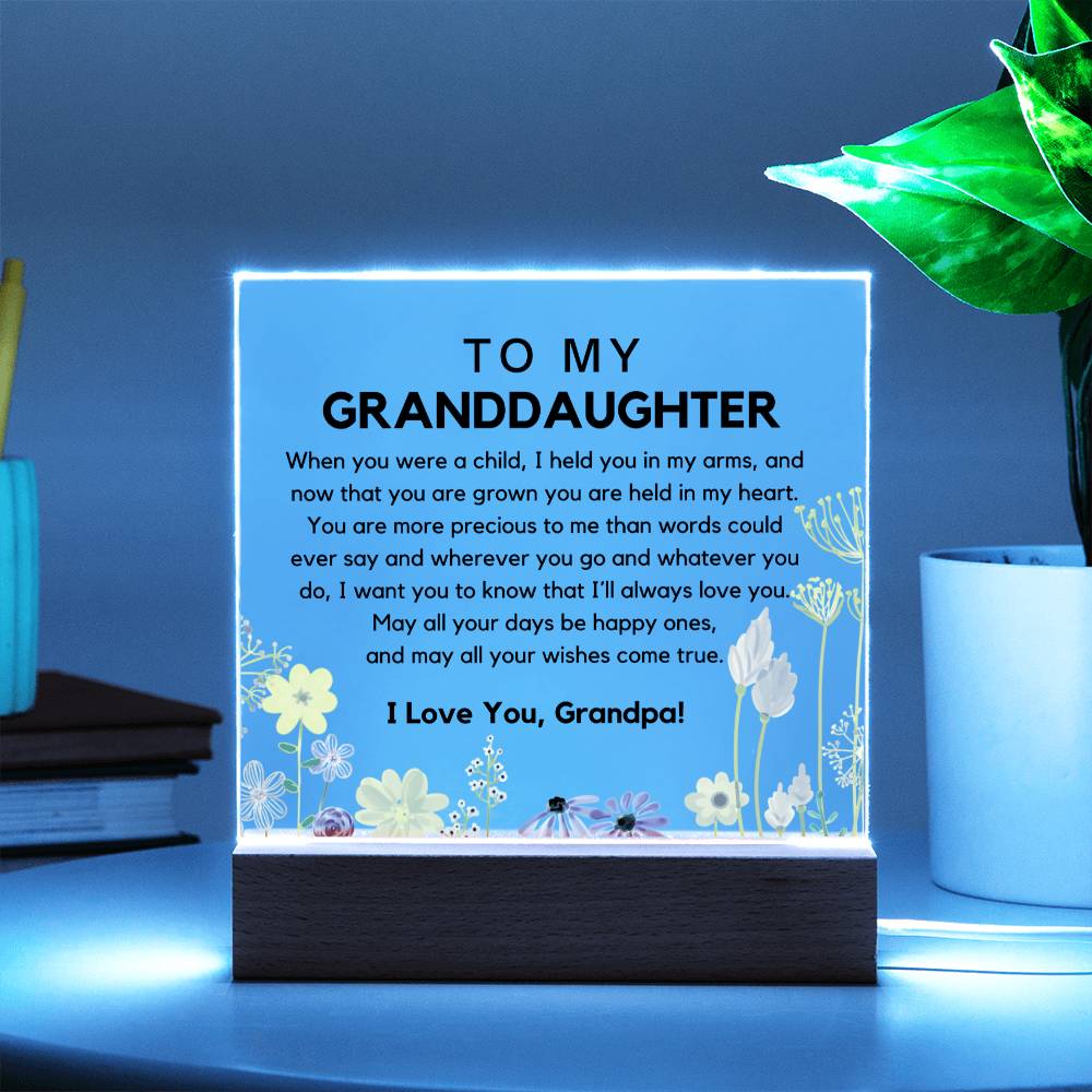 To My Granddaughter - You Are Held In My Heart Acrylic Plaque