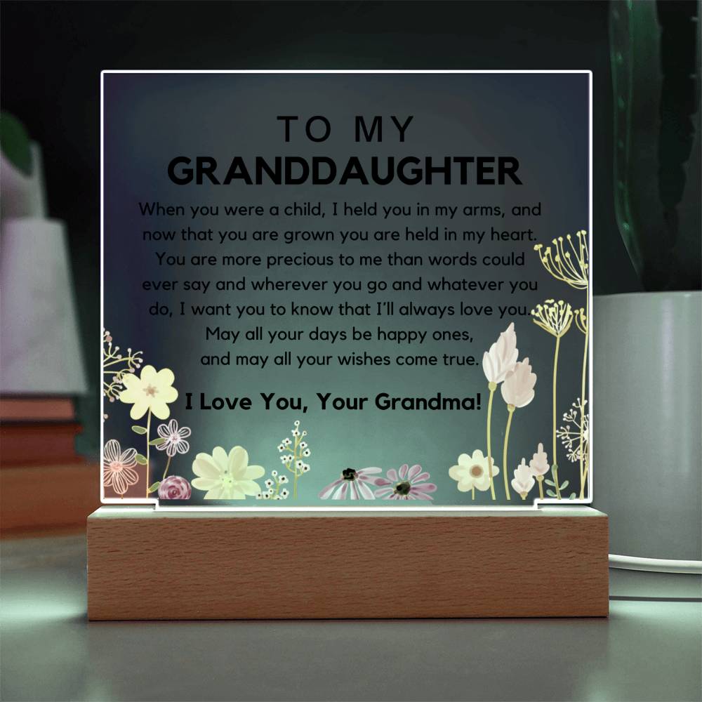 To My Granddaughter - You Are Held In My Heart Acrylic Plaque