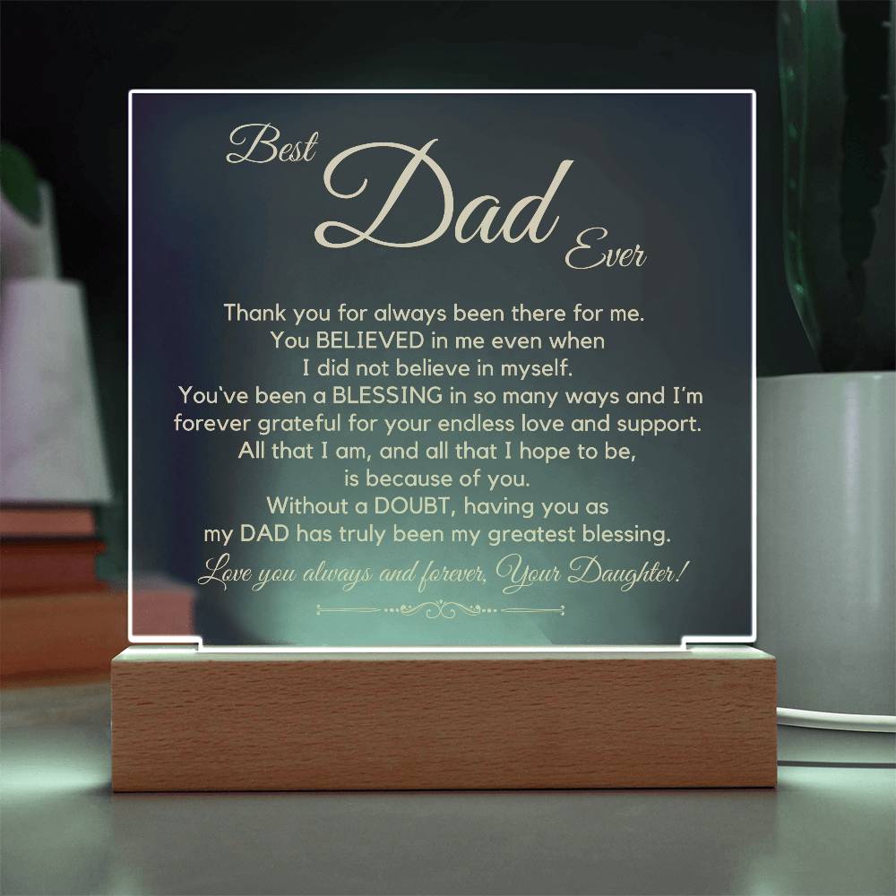 To The Best Dad Ever (Gold) Acrylic Plaque Lamp