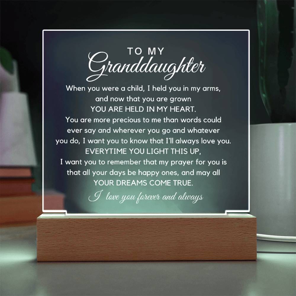 To My Granddaughter - You Are Held In My Heart Acrylic Plaque