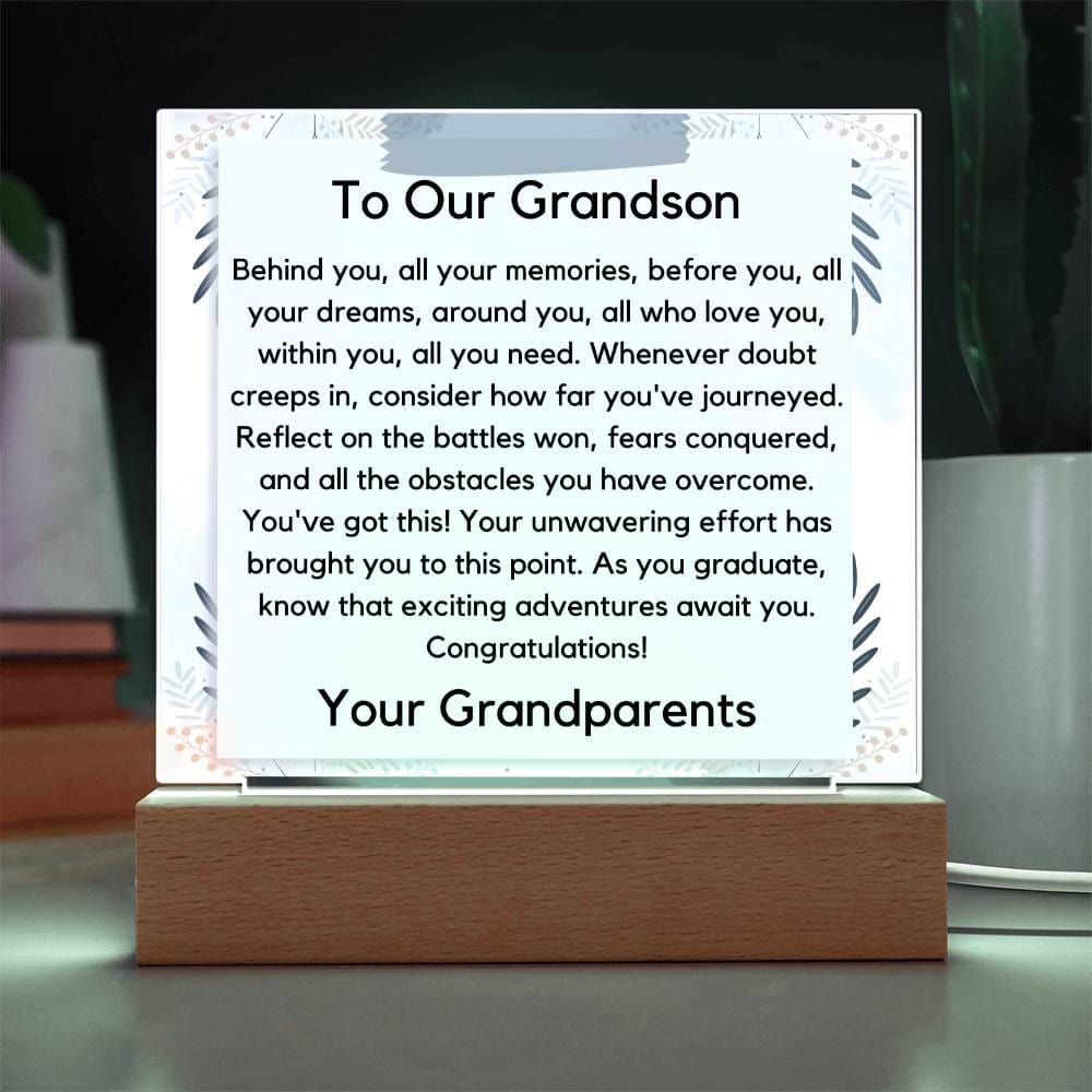 To Grandson From Grandparent - Congratulations Acrylic Plaque