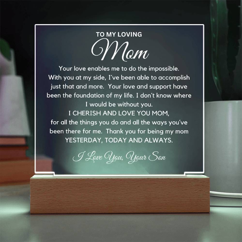 To My Beautiful Mom From Son - I Cherish And Love You Acrylic Plaque