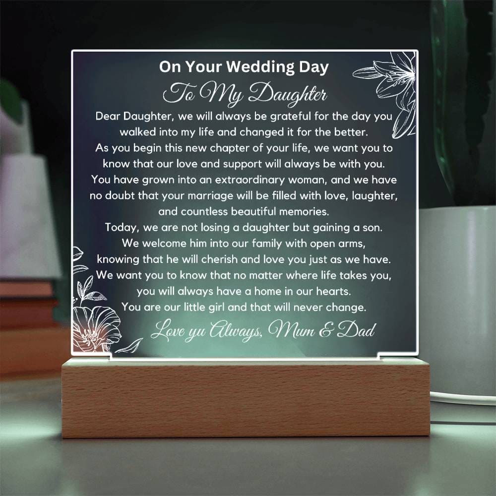 To Daughter On Wedding Day  - You Are Our Little Girl Acrylic Plaque