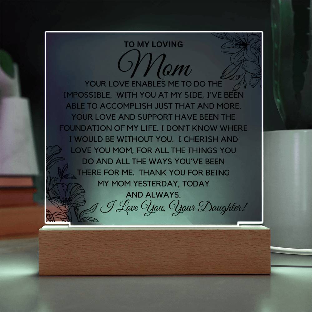 To Beautiful Mom - I Cherish And Love You Acrylic Plaque