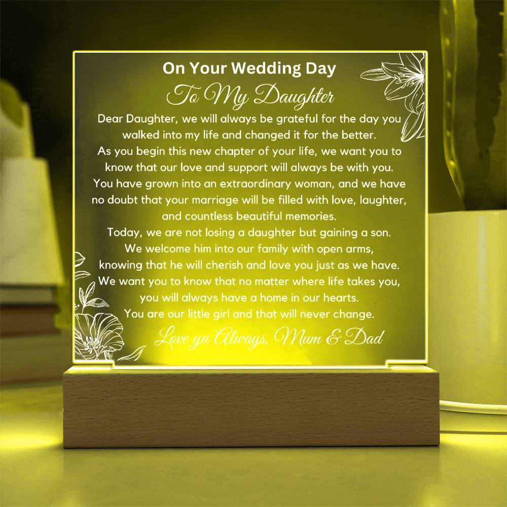 To Daughter On Wedding Day  - You Are Our Little Girl Acrylic Plaque