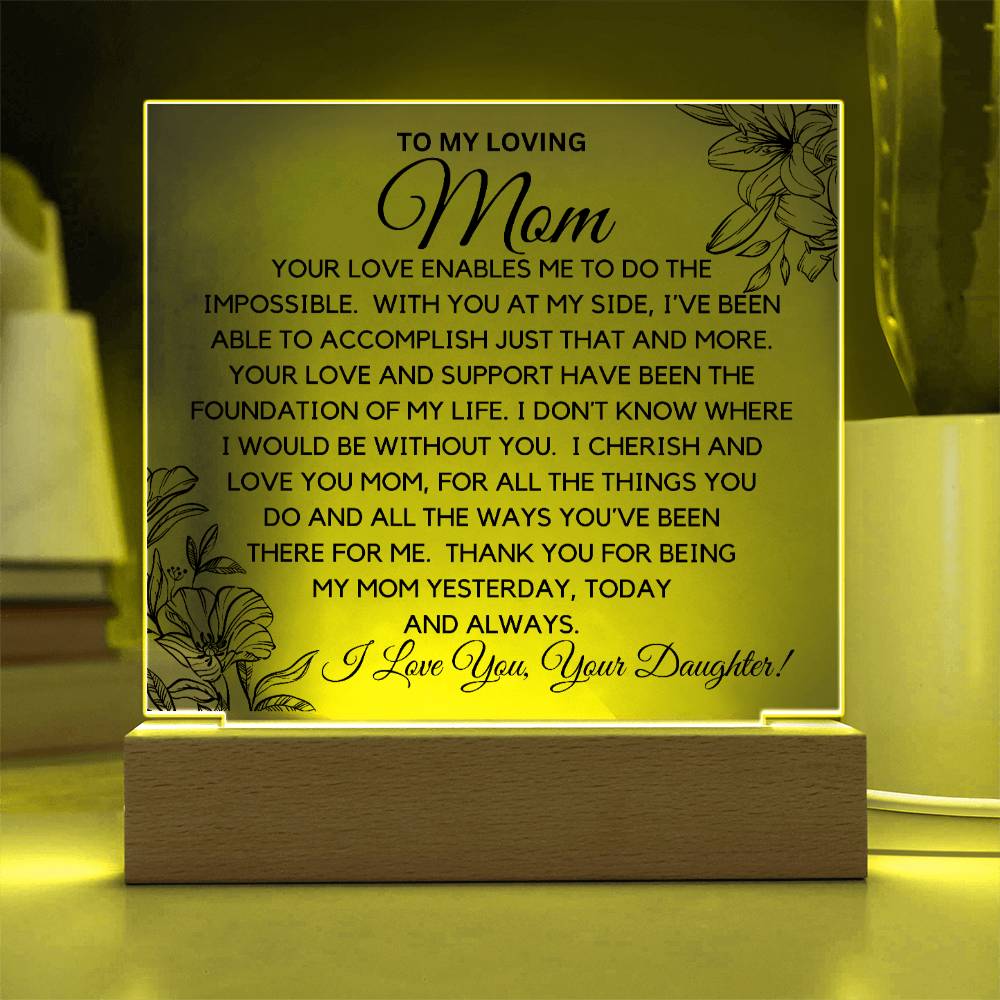 To Beautiful Mom - I Cherish And Love You Acrylic Plaque