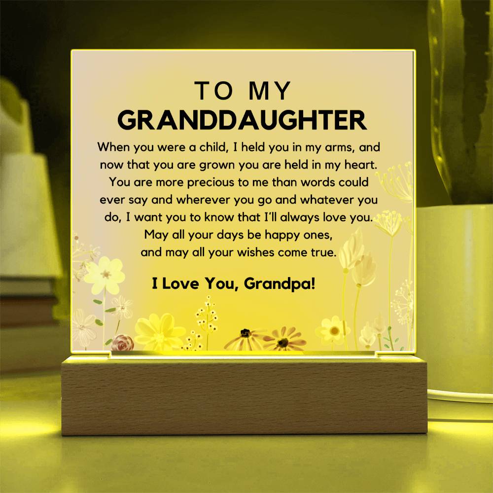 To My Granddaughter From Grandpa - You Are Precious Acrylic Plaque